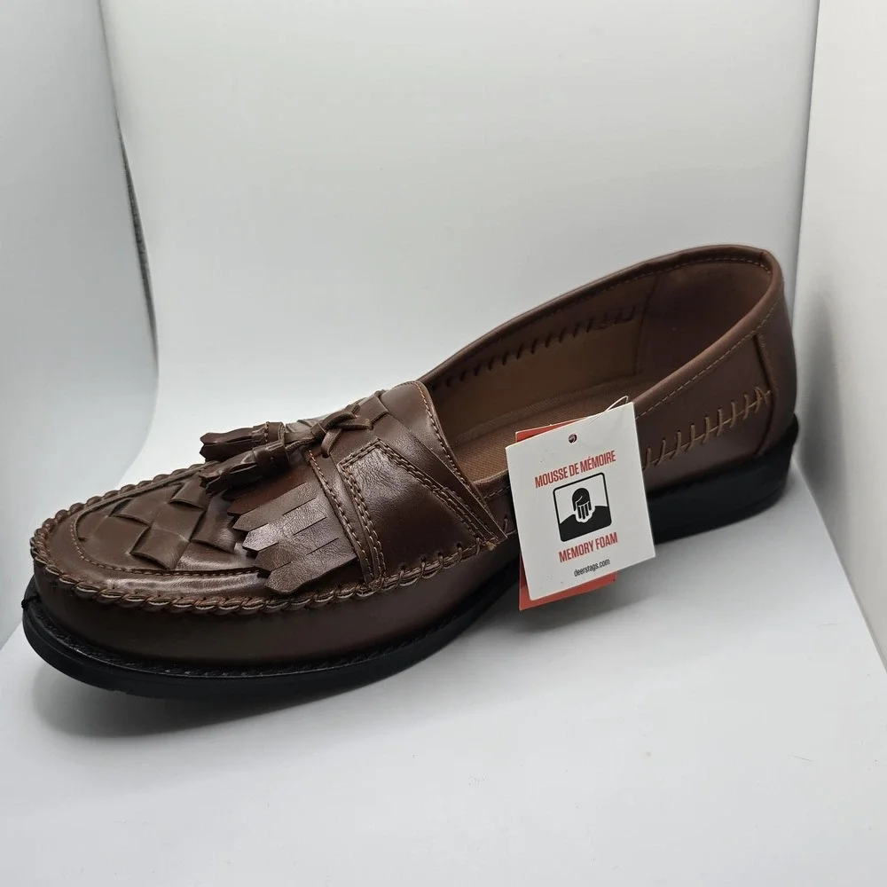 Deer Stags Herman Shoes Mens Size 10M Brown Tassel Slip-On Dress Memory Foam